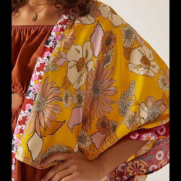 By Anthropologie Floral Kimono One Size - Picture 3 of 10
